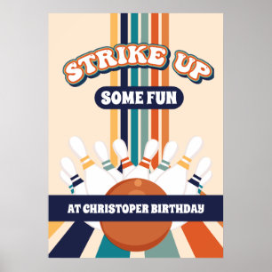Retro Bowling Kids Birthday Party Sign