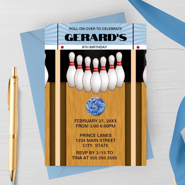 Retro Bowling Lane Birthday Party Invitation (Creator Uploaded)