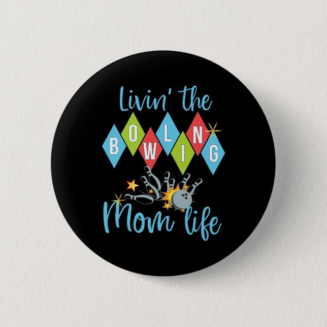 Retro Bowling Mum Bowler Queen D  6 Cm Round Badge (Front)