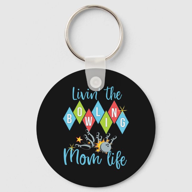 Retro Bowling Mum Bowler Queen D  Key Ring (Front)