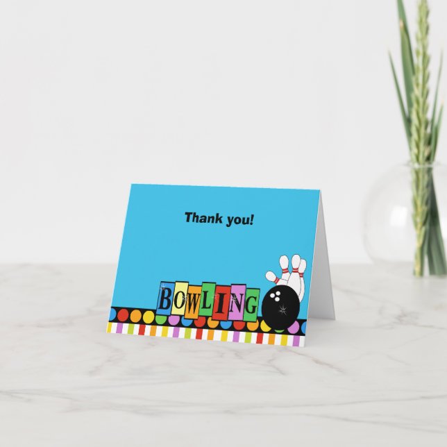 RETRO BOWLING PARTY Folded Thank you notes (Front)
