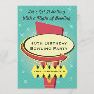 Retro Bowling Party Invitation