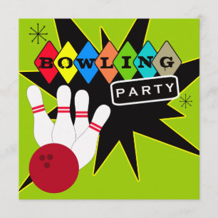 Retro Bowling Party Invitation
