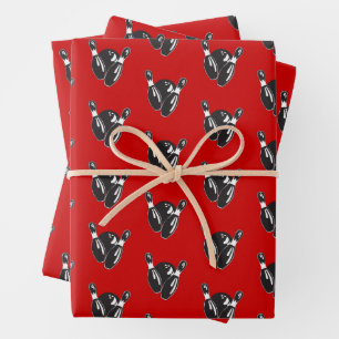Retro Bowling Pins and Ball Wrapping Paper Sheet