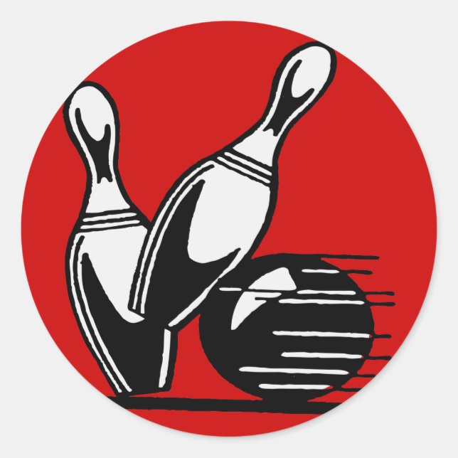 Retro Bowling Pins Customisable Classic Round Sticker (Front)