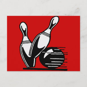 Retro Bowling Pins Customisable Postcard