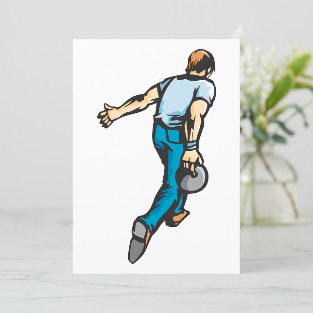 Retro Bowling Player Throwing Ball Invitation (Creator Uploaded)