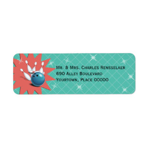 Retro Bowling Return Address Label