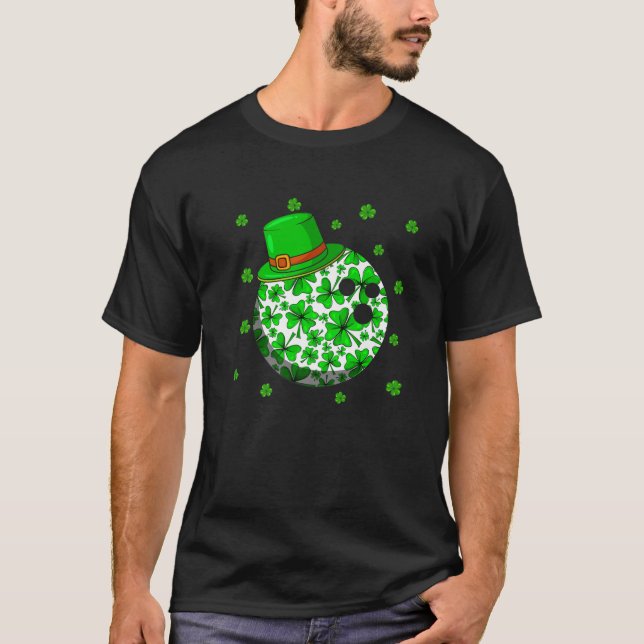 Retro Bowling St. Patrick's Day Shamrock Irish Cos T-Shirt (Front)
