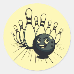 Retro Bowling T-Shirt – Vintage Strike Classic Round Sticker