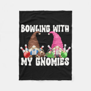 Retro Bowling With My Gnomies Funny Gnome For Bowl Fleece Blanket