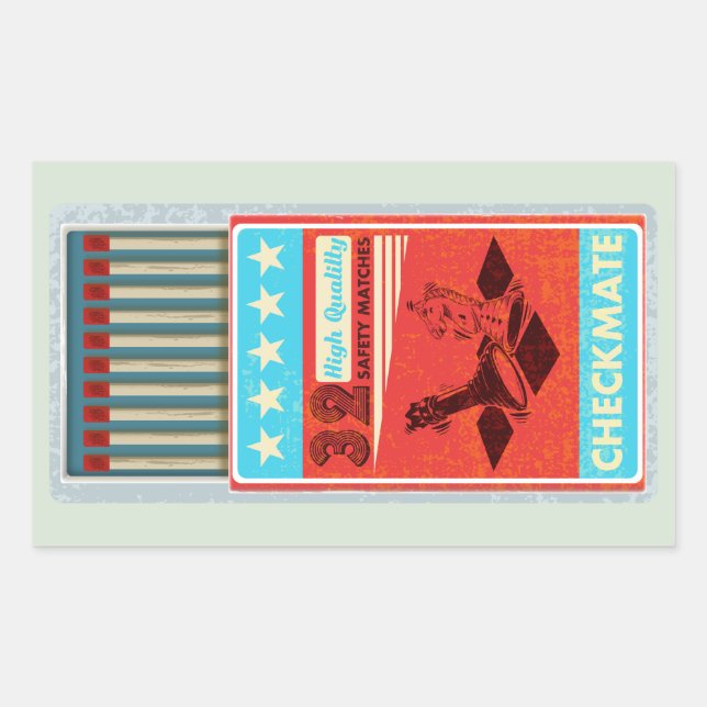 Retro box of matches pop art rectangular sticker (Front)
