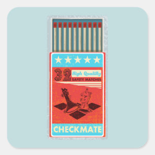 Retro box of matches pop art square sticker