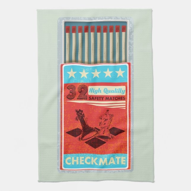 Retro box of matches pop art tea towel (Vertical)