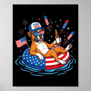 Retro boxer beer usa 250th anniversary 4th of july poster