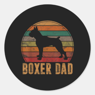 Retro Boxer Dad Gift Dog Owner Pet Boxer Father Classic Round Sticker