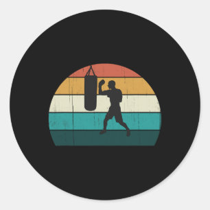 Retro Boxing Boxer Training - Vintage Sunset Heavy Classic Round Sticker