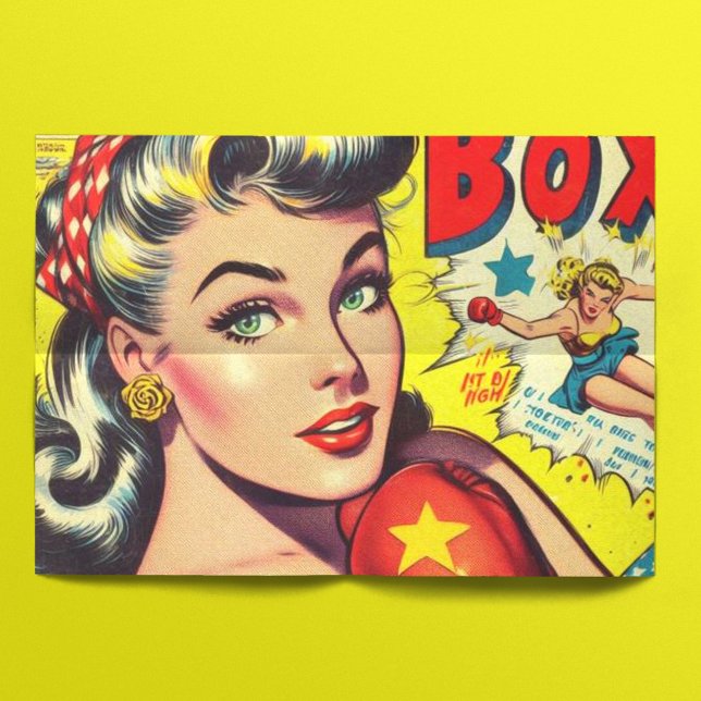 Retro Boxing Girl Comics Tissue Paper (Creator Uploaded)