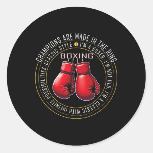 Retro Boxing Gloves Love Gifts For Boxers 5 Classic Round Sticker