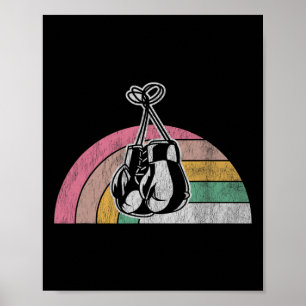 Retro Boxing Gloves Rainbow Vibes Poster