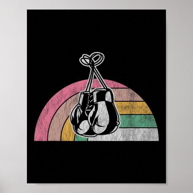 Retro Boxing Gloves Rainbow Vibes  Poster (Front)