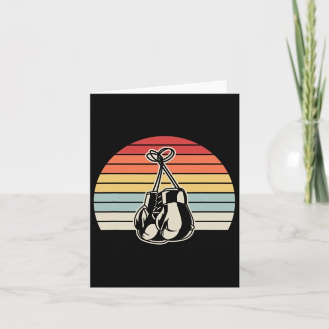 Retro Boxing Gloves Sunset Design 1  Card (Front)