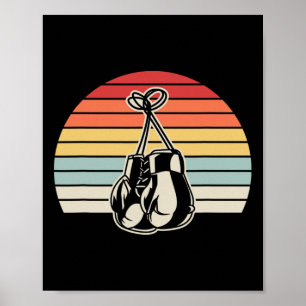 Retro Boxing Gloves Sunset Design 1  Poster