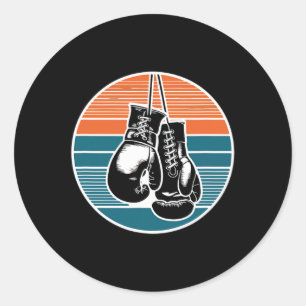 Retro Boxing Gloves Sunset Kickboxing Boxing Lover Classic Round Sticker