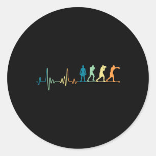 Retro Boxing Heartbeat - Boxing Lover Boxer Kickbo Classic Round Sticker