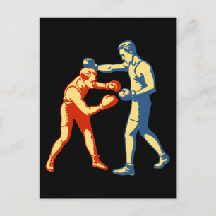 Retro Boxing Men Postcard