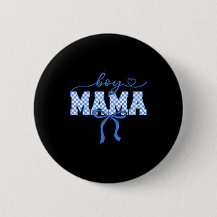 Retro boy mama mother's day 2026 chequered women 6 cm round badge