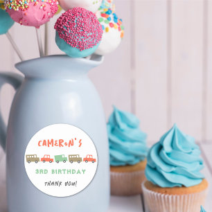 Retro Boys Toys Fun Transport Birthday Party Favou Classic Round Sticker