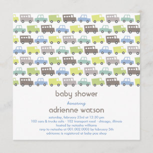 Retro Boys Toys Transport Baby Shower Invitation