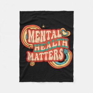 Retro Brain Illness Aware Groovy Mental Health Awa Fleece Blanket