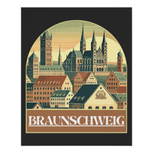 Retro Braunschweig Skyline  Poster