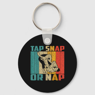 Retro Brazilian Jiu Jitsu Tap Snap Or Nap BJJ Key Ring