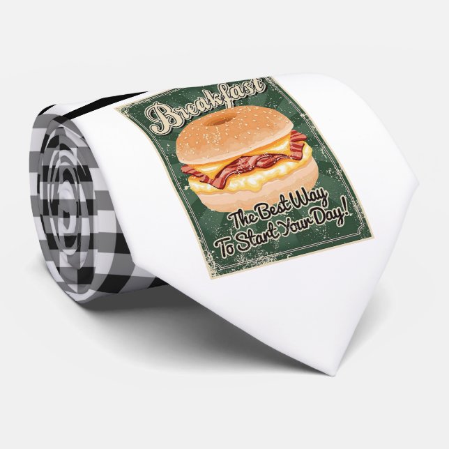 Retro Breakfast Bagel Necktie (Rolled)