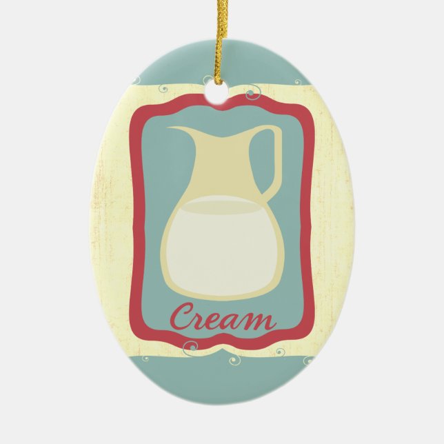 Retro breakfast cream pitcher Christmas ornament (Front)