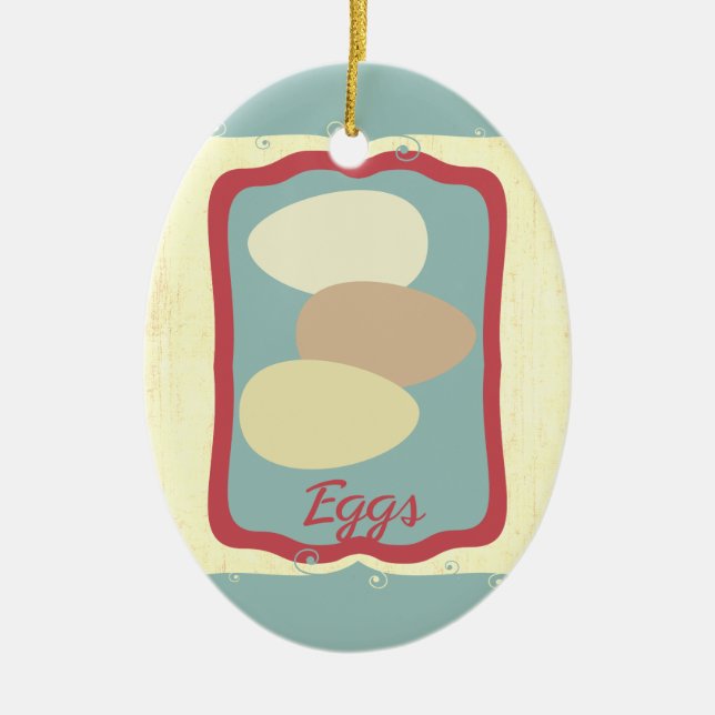 Retro breakfast food icon eggs Christmas ornament (Front)