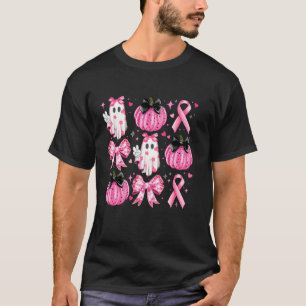 Retro Breast Cancer Coquette bow Halloween Pink Gh T-Shirt
