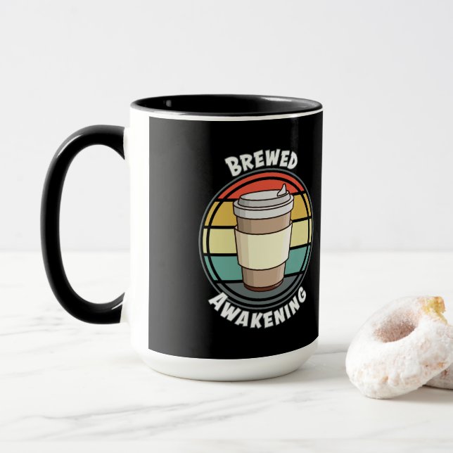 Retro Brewed Awakening Hot Drink to Go Mug (With Donut)