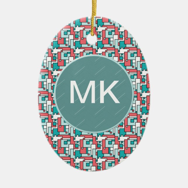 Retro Brick Pattern Ceramic Ornament (Front)