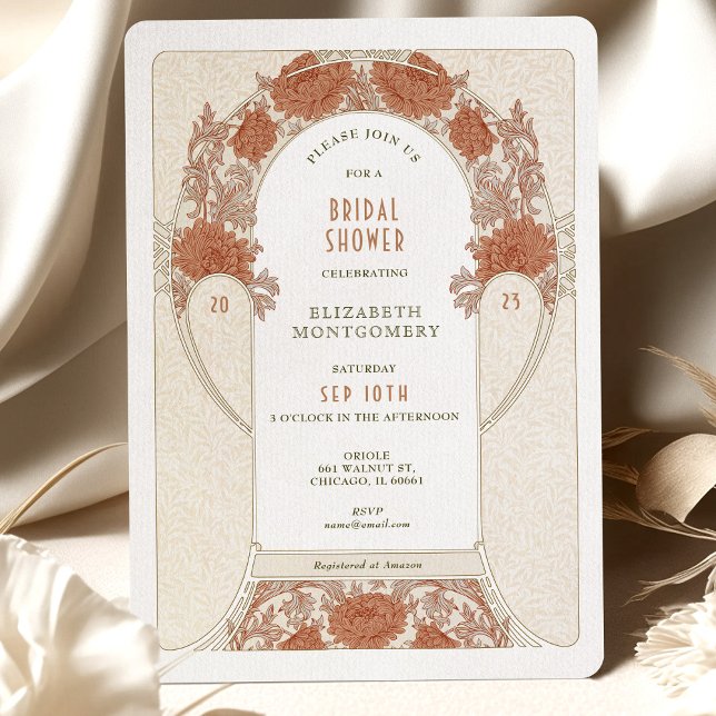 Retro Bridal Shower Invitations Art Nouveau Morris (Creator Uploaded)