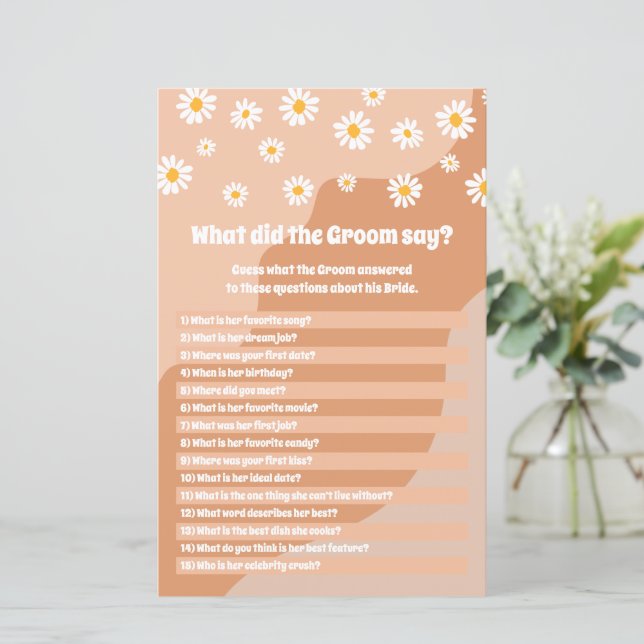 Retro Bridal Shower What Did The Groom Say Game (Standing Front)