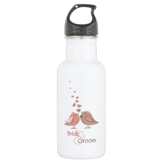Retro Bride and Groom Birds 532 Ml Water Bottle