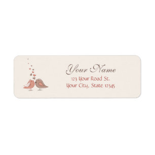 Retro Bride and Groom Birds Return Address Label