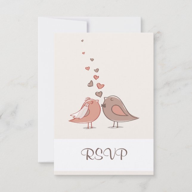 Retro Bride and Groom Birds RSVP (Front)