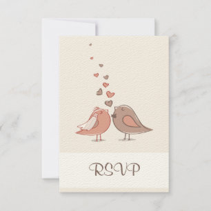 Retro Bride and Groom Birds RSVP Card