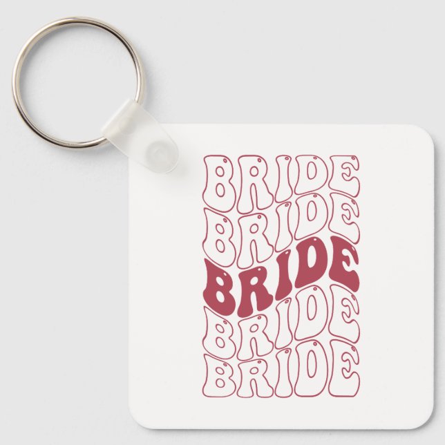  Retro Bride Bridesmaid Key Ring (Front)