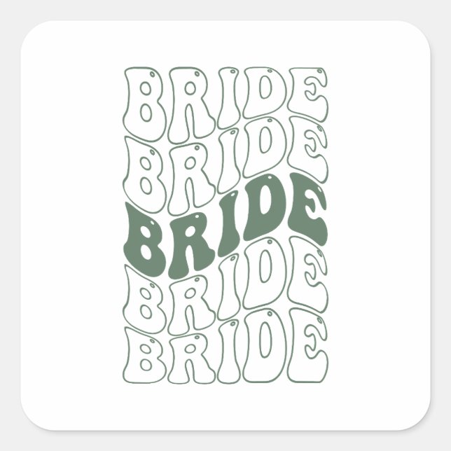  Retro Bride Bridesmaid Square Sticker (Front)